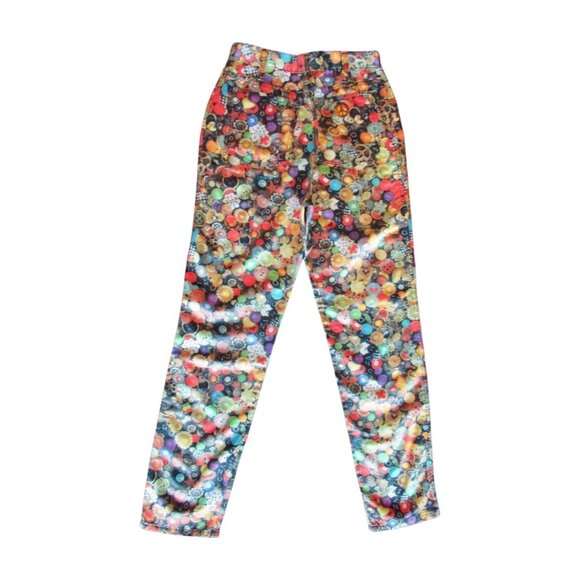 Rare 90s Moschino Jeans Button Print High-Waisted Pants – Made in Italy - Picture 5 of 6